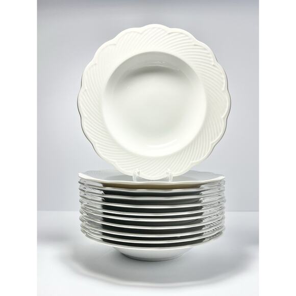Dansk “Blanc” Set of 11 Porcelain Rim Soup Bowls 9” - Picture 2 of 6